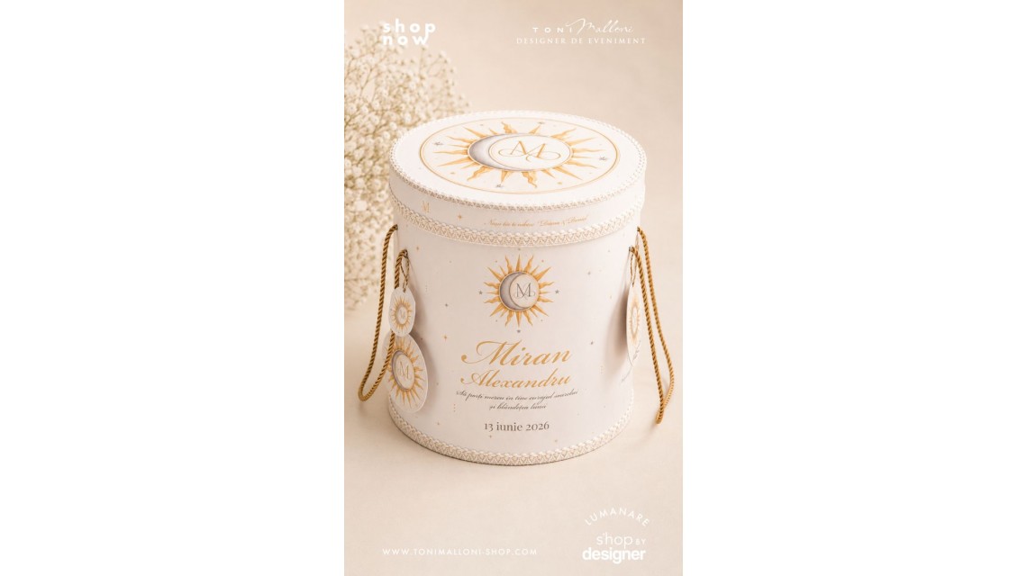 Trusou de Botez Soare și Lună Monogramă Personalizată pentru Băieți 11